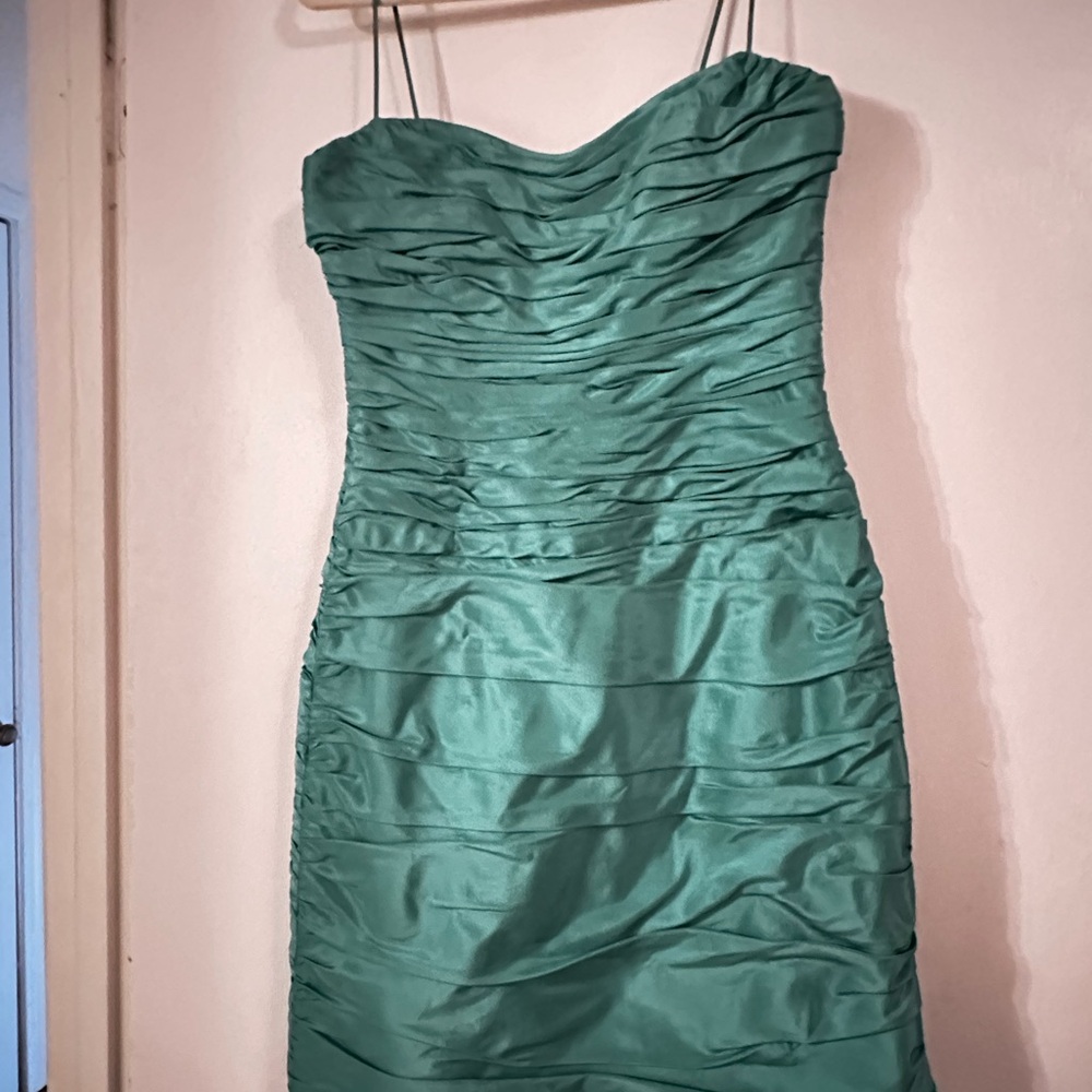 Teri Jon Green Ruched Bodycon Dress for Cocktail